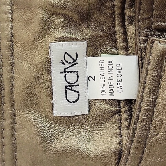 Cache Women's Butter Soft Gold Leather Cargo Pants Sz 2. New With Tags - Picture 4 of 5